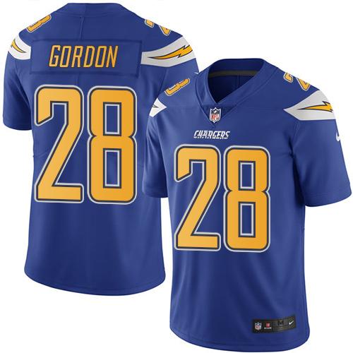 Nike Chargers #28 Melvin Gordon Electric Blue Men's Stitched NFL Limited Rush Jersey - Click Image to Close